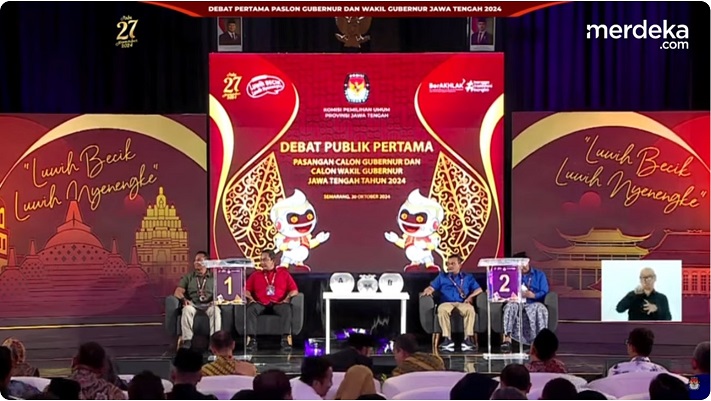 Kemesraan Pasangan Debat Kesiapan Paslon Gubernur Jawa Tengah Luthfi-Taj Yasin vs Andika-Hendi Digelar Malam Ini. Menyala Boskuh 